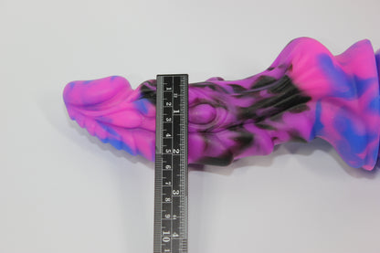 Purple & Black Silicone Dragon Dildo with Suction Base - 7 Inch