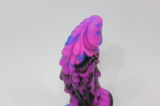 Purple & Black Silicone Dragon Dildo with Suction Base - 7 Inch