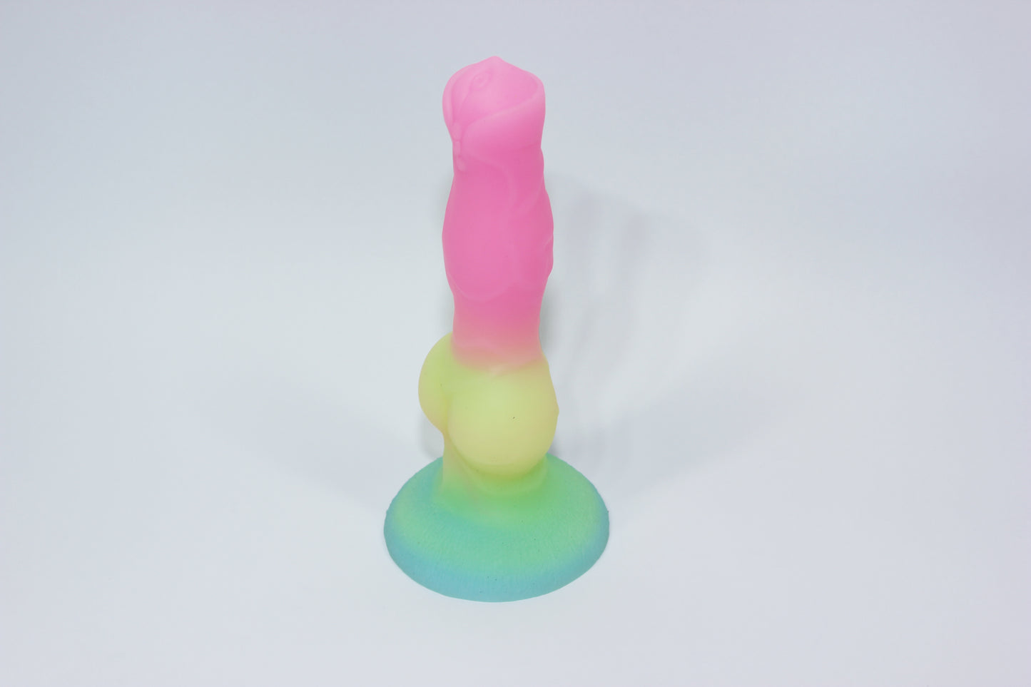 Fluorescent Glow in the Dark Fantasy Dildo | 8" Slim Luminous Rainbow Toy with Suction Cup