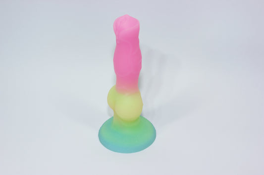Fluorescent Glow in the Dark Fantasy Dildo | 8" Slim Luminous Rainbow Toy with Suction Cup
