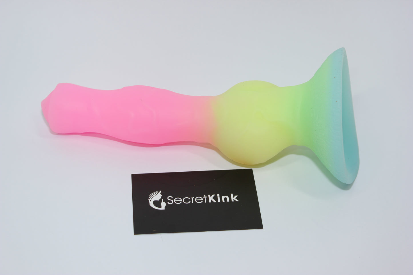 Fluorescent Glow in the Dark Fantasy Dildo | 8" Slim Luminous Rainbow Toy with Suction Cup