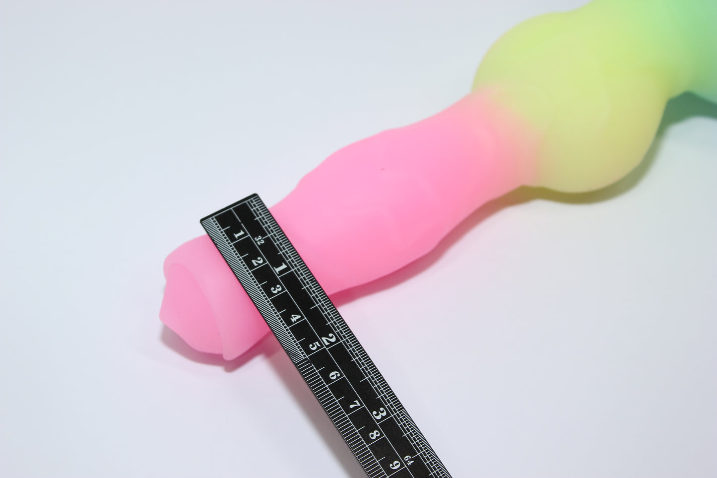 Fluorescent Glow in the Dark Fantasy Dildo | 8" Slim Luminous Rainbow Toy with Suction Cup
