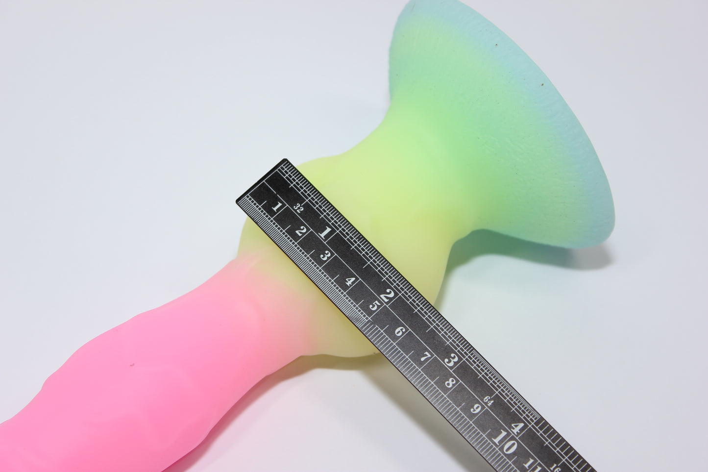 Fluorescent Glow in the Dark Fantasy Dildo | 8" Slim Luminous Rainbow Toy with Suction Cup