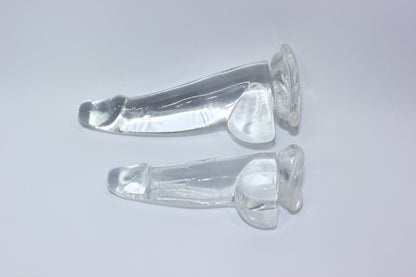 Clear Silicone Mini Dildo – 4 or 5 Inch Curved Shaft with Suction Cup Base