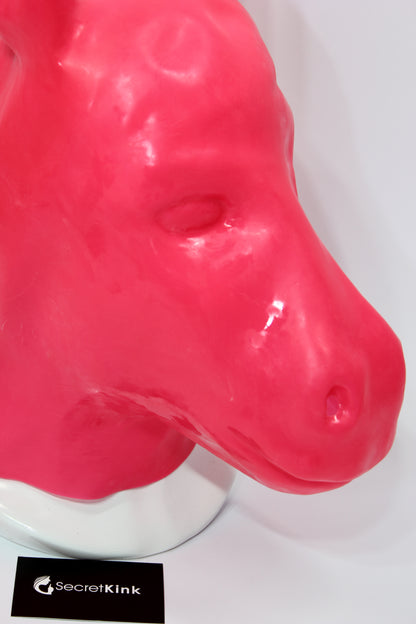 Pink Latex Horse Pony Hood