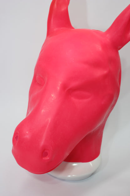 Pink Latex Horse Pony Hood