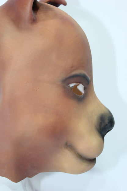 Brown Painted Rubber Bear Dog Mask - Moulded Full Head