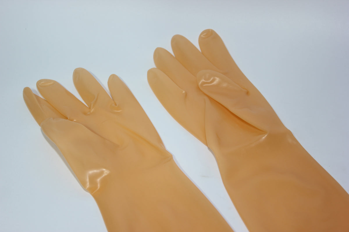 Nude Latex Forearm Gloves