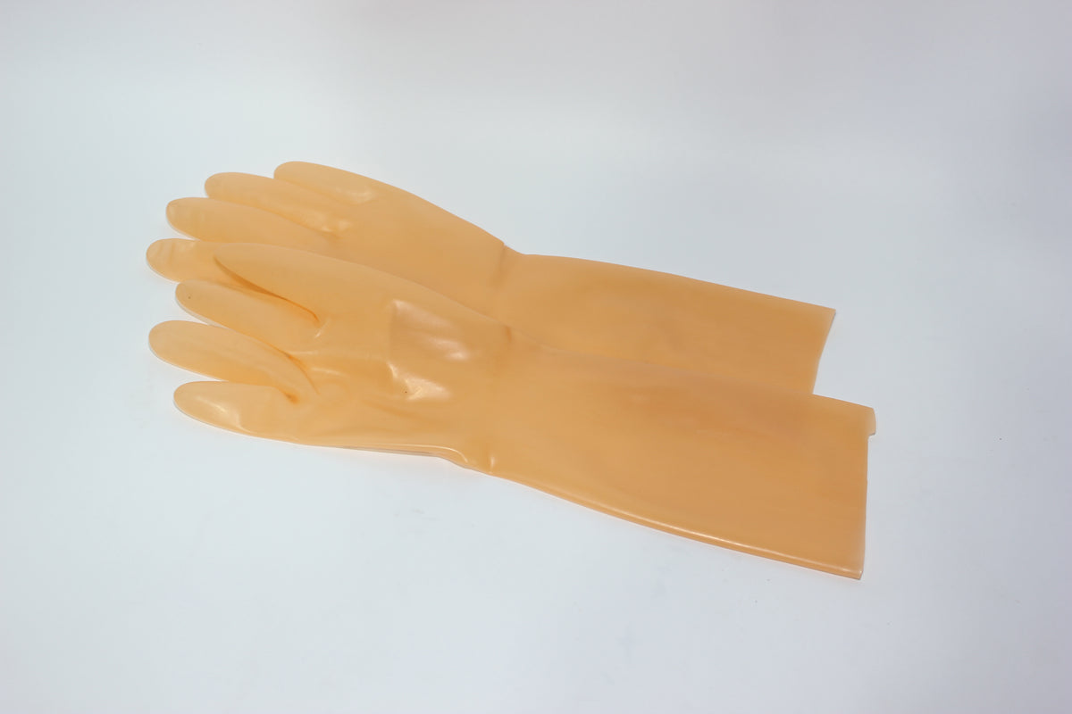 Nude Latex Forearm Gloves
