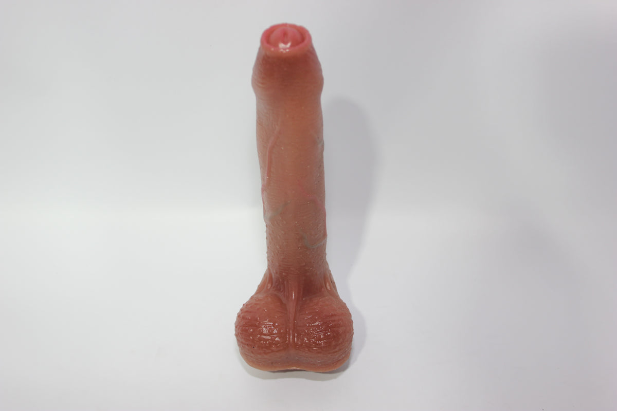 Moving Foreskin Realistic Silicone Dildo with Testicles | Body-Safe 7 inch