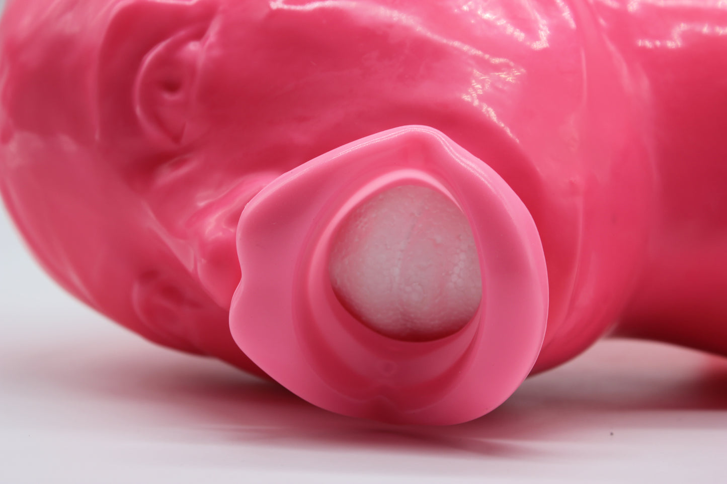Premium Moulded Feminine Latex Hood with Exaggerated Open Mouth – Bubblegum Pink