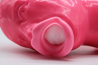 Premium Moulded Feminine Latex Hood with Exaggerated Open Mouth – Bubblegum Pink