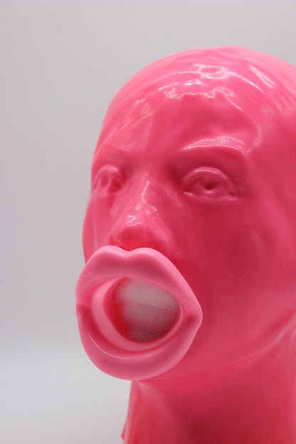 Premium Moulded Feminine Latex Hood with Exaggerated Open Mouth – Bubblegum Pink