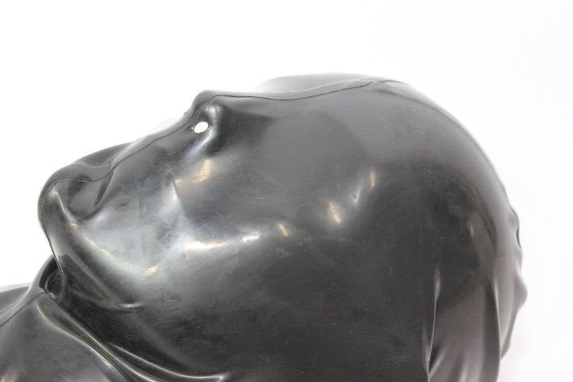 Blackout Latex Hood – Handmade Full Head Gimp Mask – Secret Kink