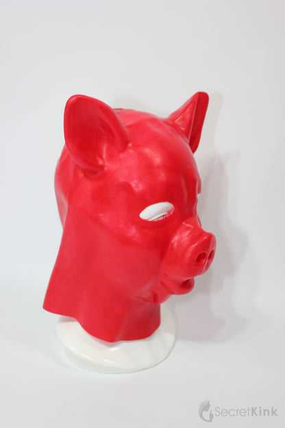 Red Latex Pig Piggy Hood