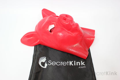 Red Latex Pig Piggy Hood