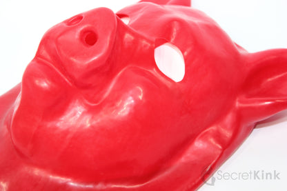 Red Latex Pig Piggy Hood