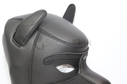 Neoprene Foam Dog Hood - Padded Animal Mask Black