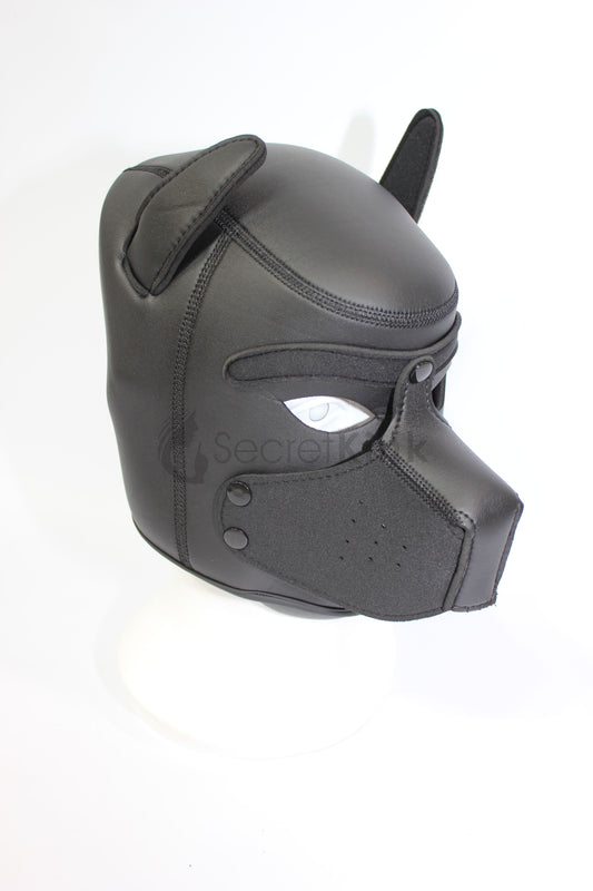 Neoprene Foam Dog Hood - Padded Animal Mask Black