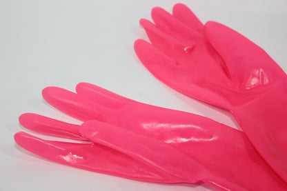Hot Pink Latex Wrist Gloves