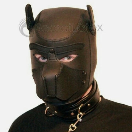 Neoprene Foam Dog Hood - Padded Animal Mask Black