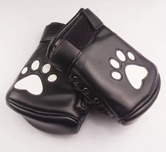 Pup Play Bondage Mitts – Black Dog Paw Padded Mittens