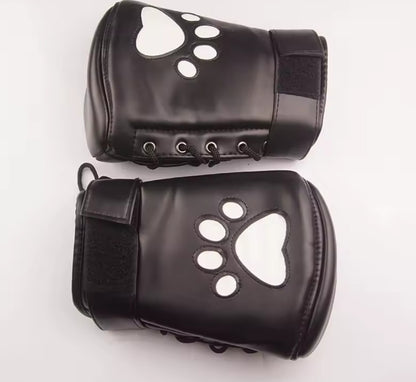 Pup Play Bondage Mitts – Black Dog Paw Padded Mittens