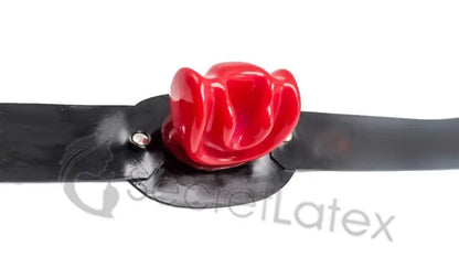 Latex Mouth Gag with Strap Buckle Belt