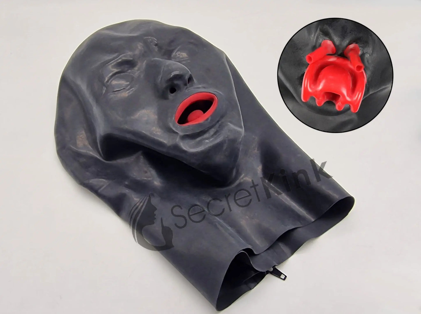 Anatomical Latex Hood (with Mouth Gag and Nose Tubes)
