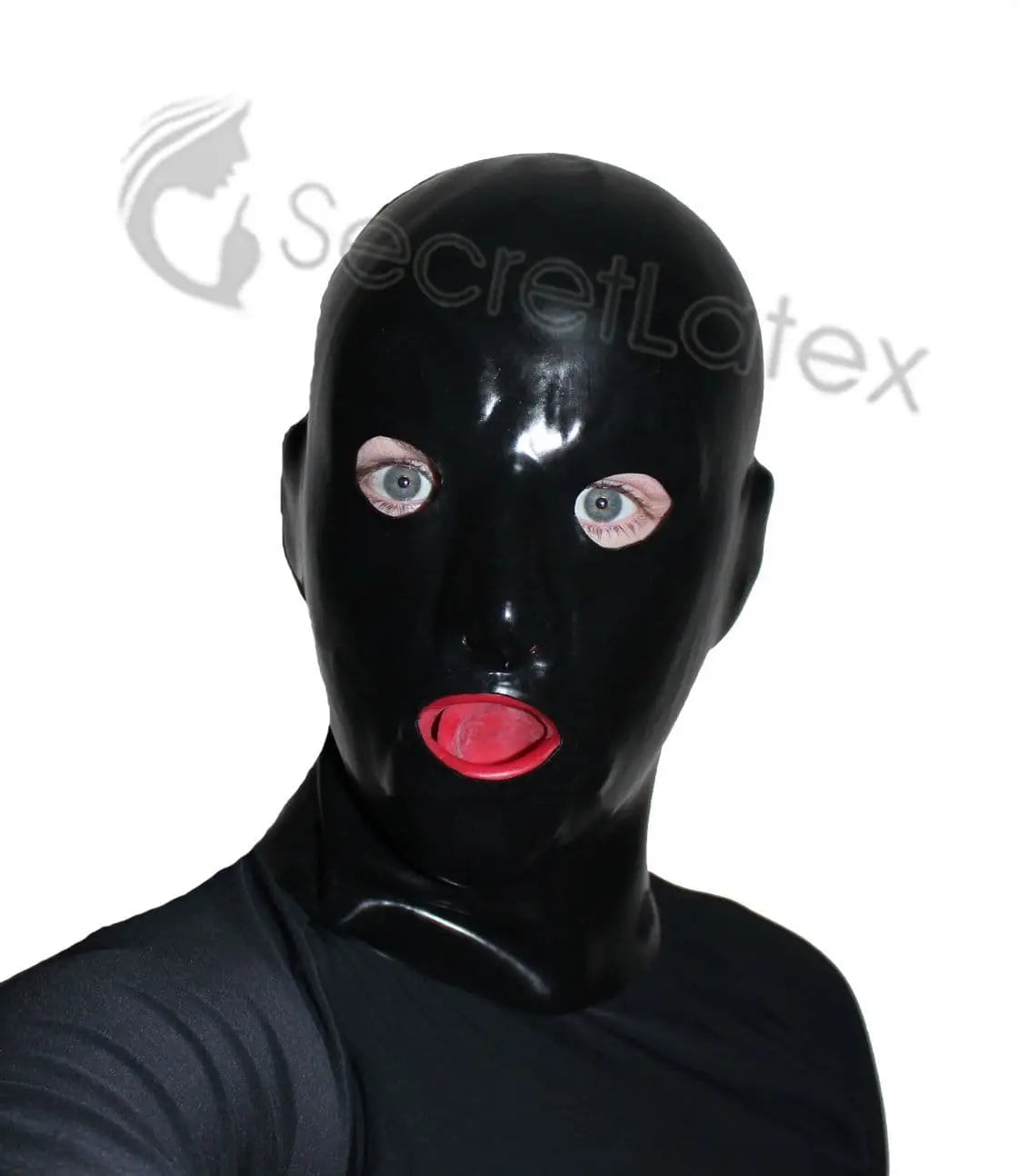 Anatomical Latex Hood (with Mouth Gag and Nose Tubes)