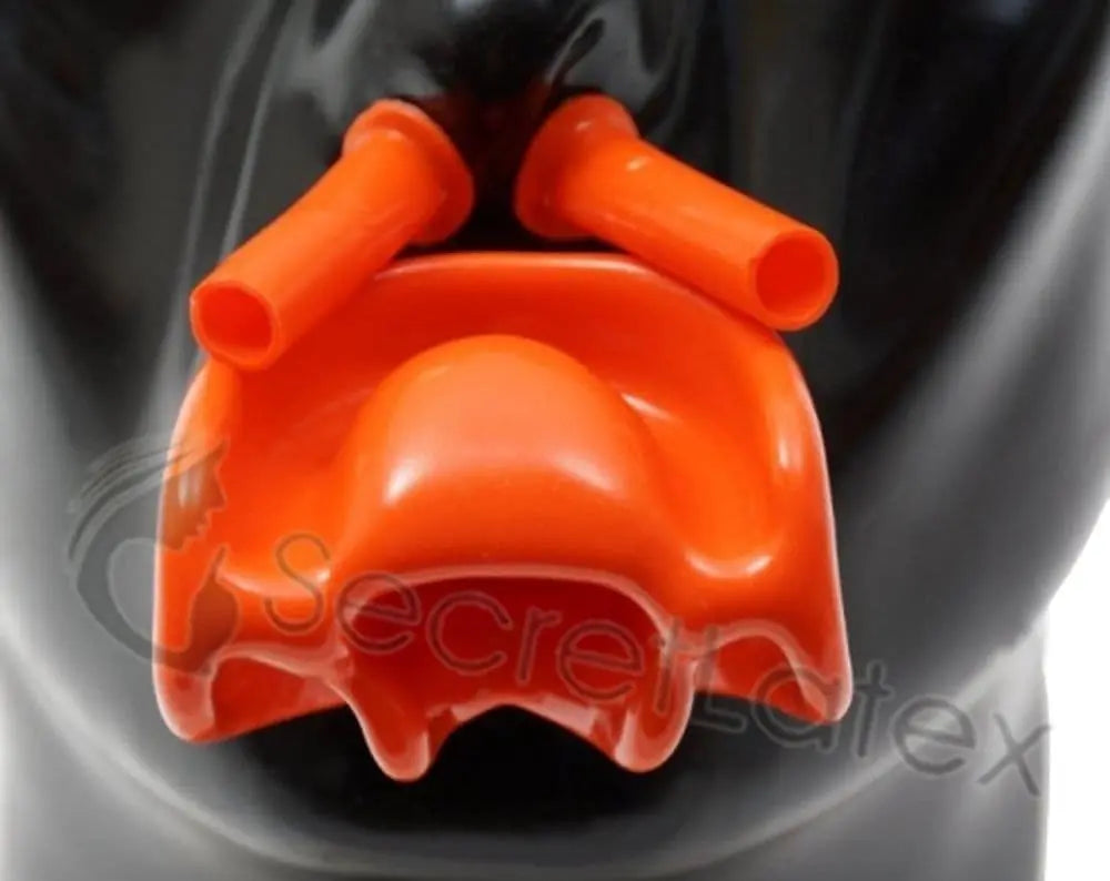 Anatomical Latex Hood (with Mouth Gag and Nose Tubes)