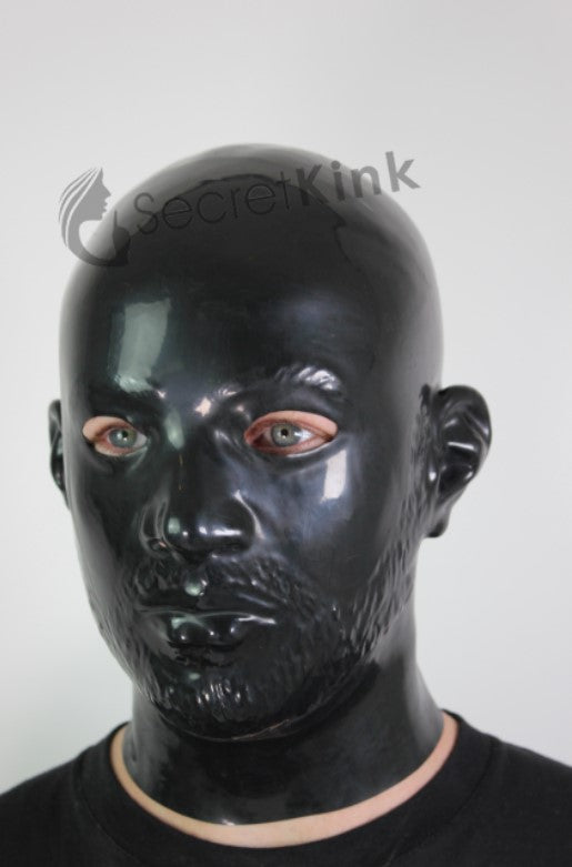 Masculine Latex Hood with Beard Contour
