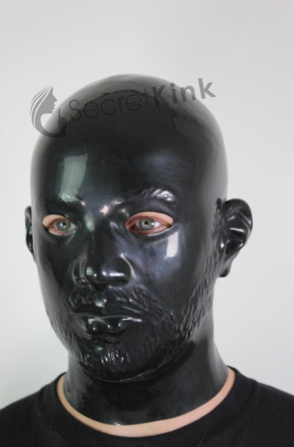 Masculine Latex Hood with Beard Contour