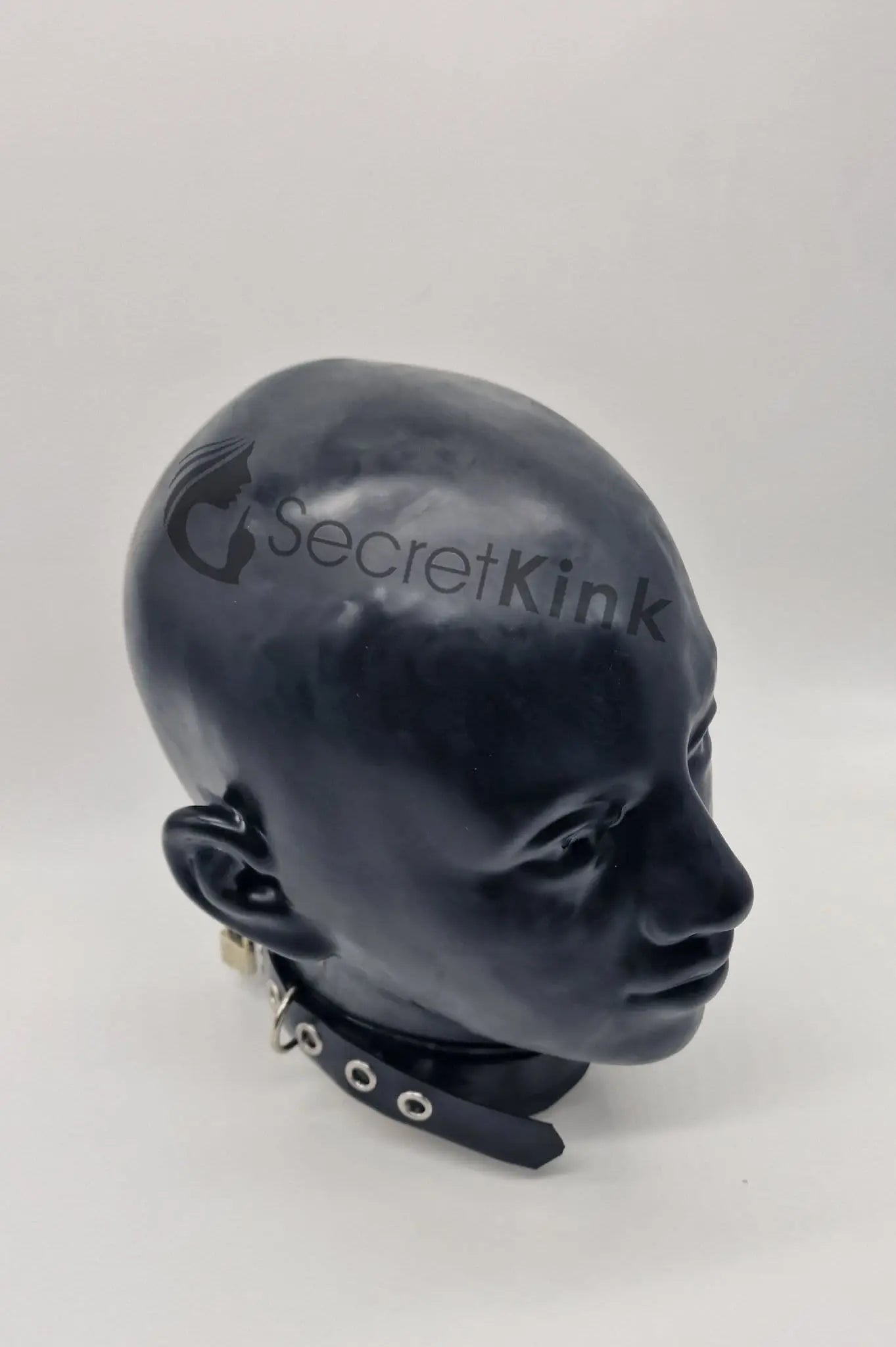 Extra Thick Black Latex Feminine Hood (with Padlock Collar)