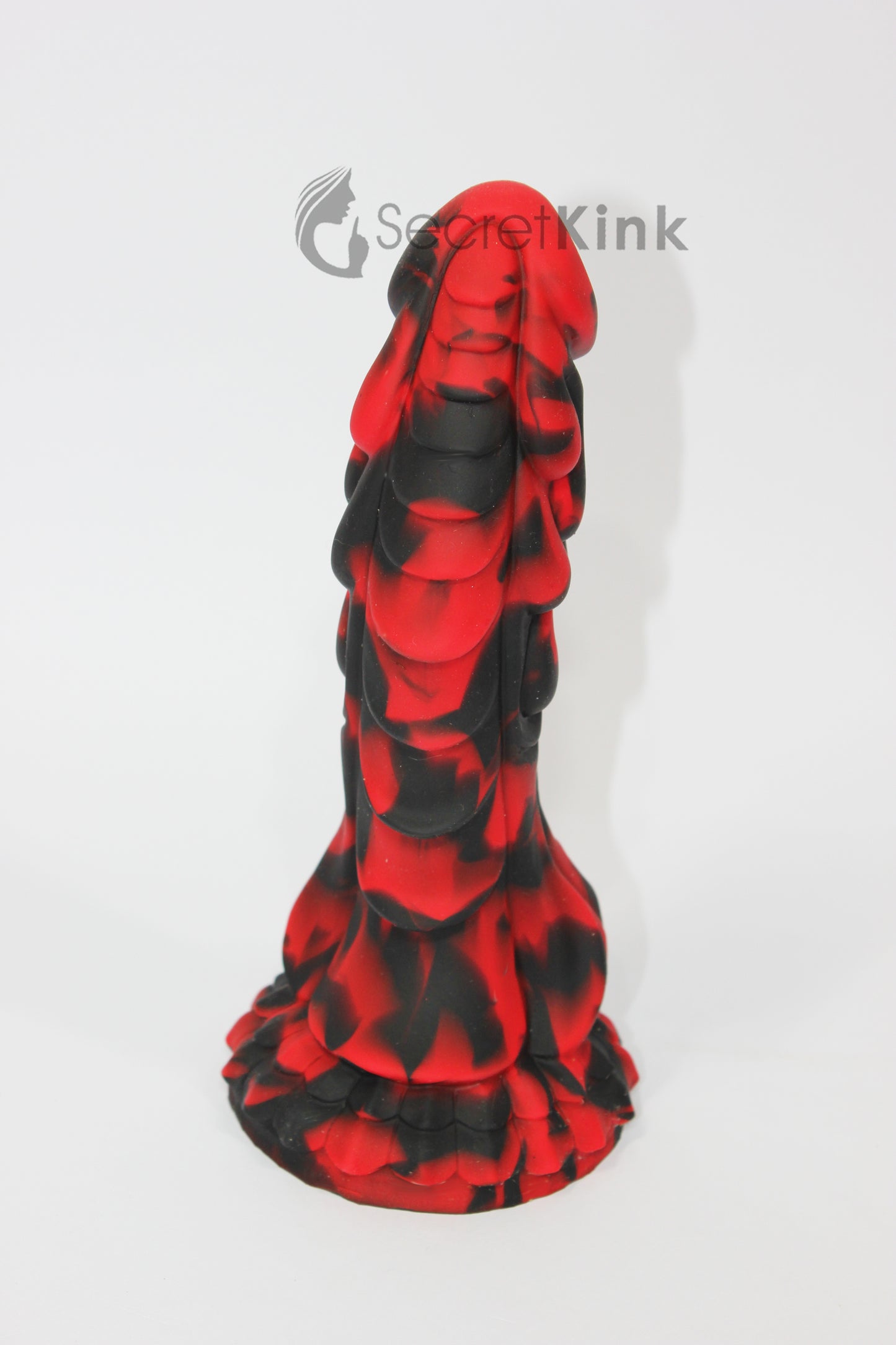 Black & Red Silicone Dragon Dildo with Suction Base - 8 Inch