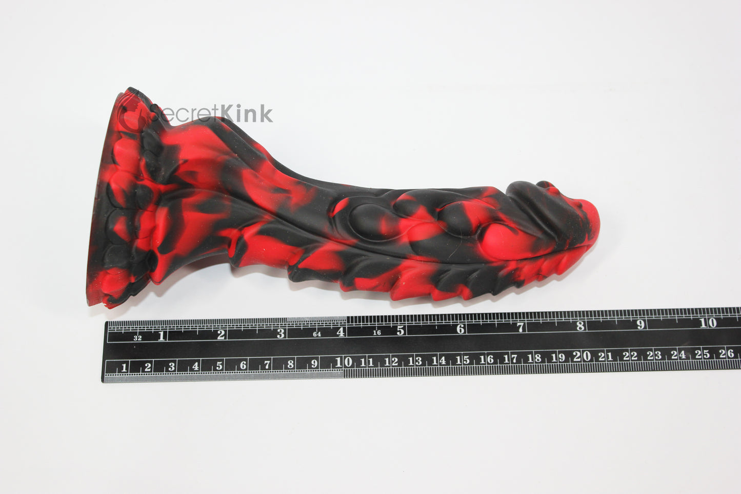 Black & Red Silicone Dragon Dildo with Suction Base - 8 Inch