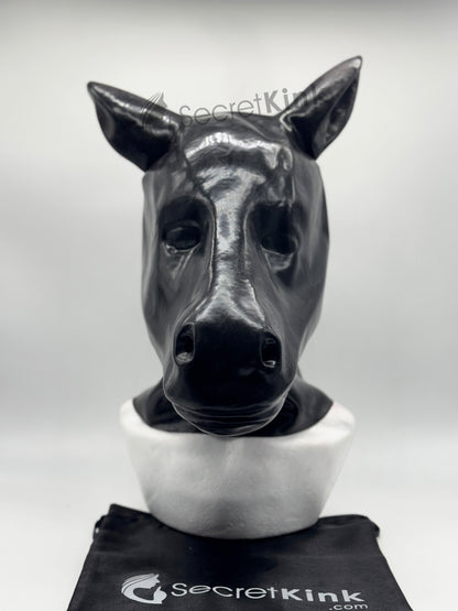 Black Latex Horse Pony Hood