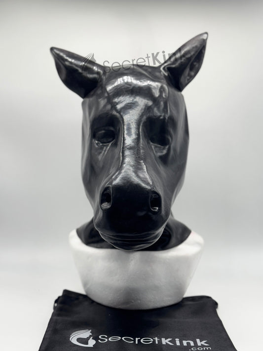 Black Latex Horse Pony Hood