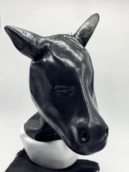 Black Latex Horse Pony Hood