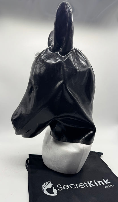 Black Latex Horse Pony Hood
