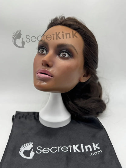 Ultra Realistic Female Silicone Sex Doll Head (Brown Skin-Tone) - Sasha