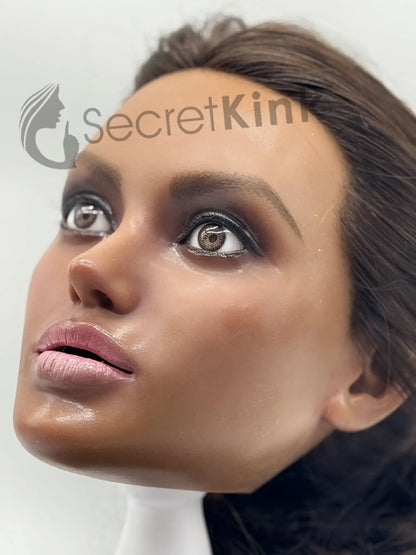 Ultra Realistic Female Silicone Sex Doll Head (Brown Skin-Tone) - Sasha