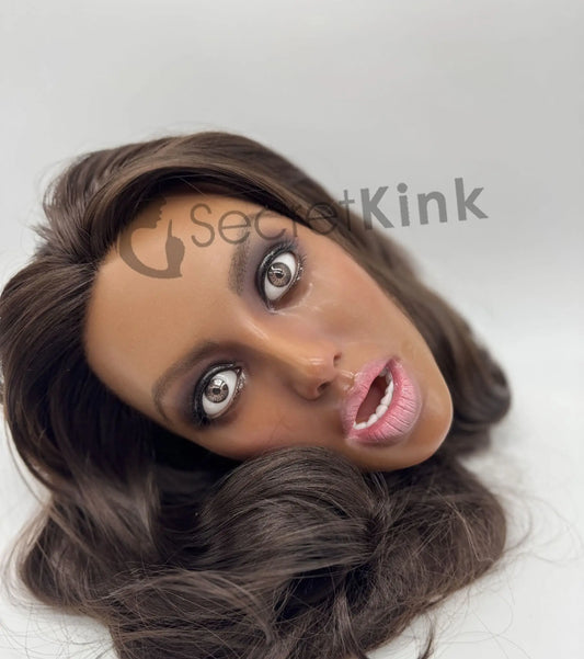 Ultra Realistic Female Silicone Sex Doll Head (Brown Skin-Tone) - Sasha