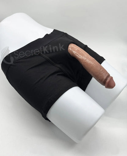 Unisex Black Cotton Strap-On Dildo or Packer Boxer Brief Harness