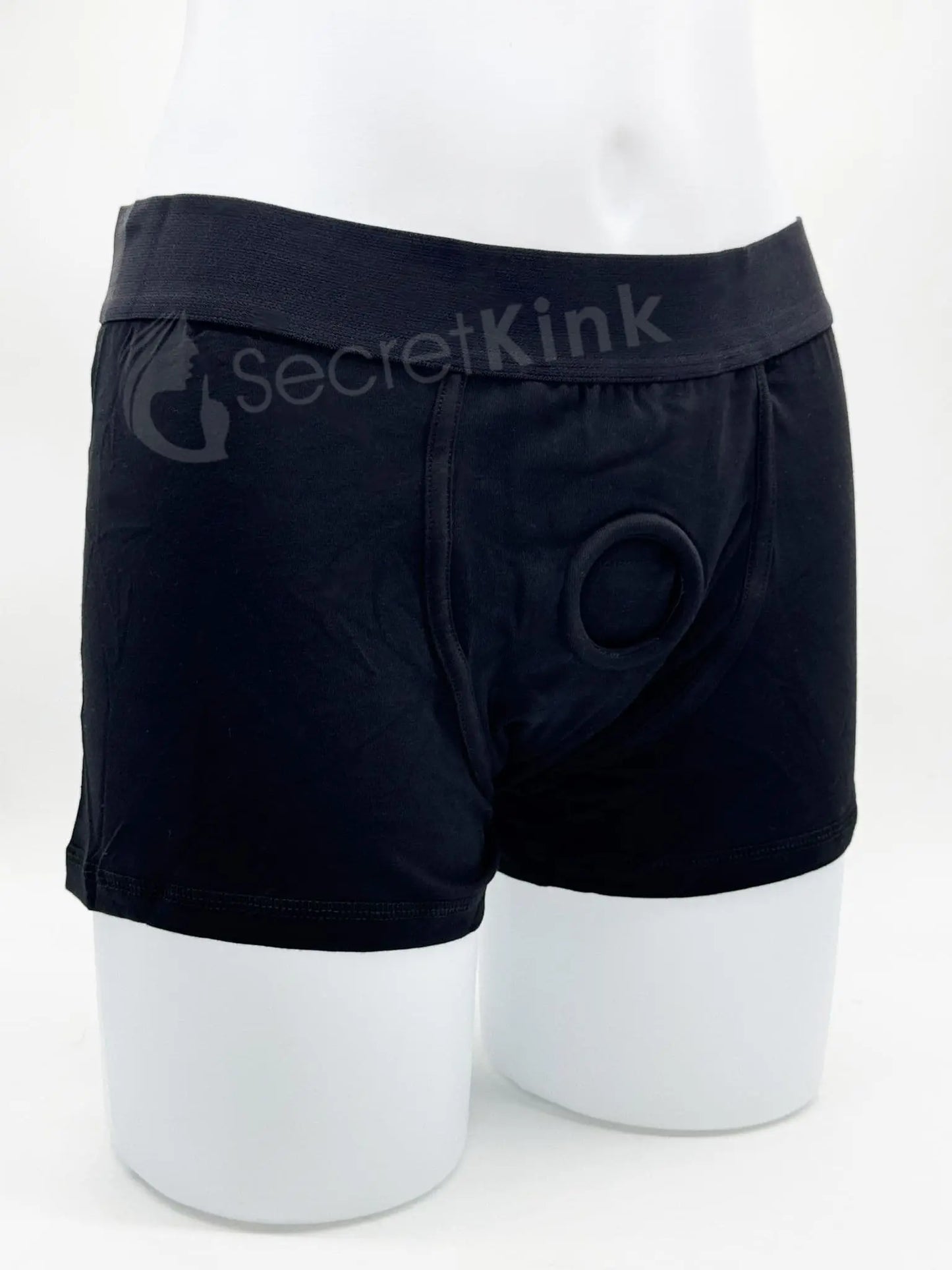 Unisex Black Cotton Strap-On Dildo or Packer Boxer Brief Harness