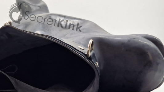 Extra Thick Black Latex Rubber Horse Pony Hood (with Padlock Collar)