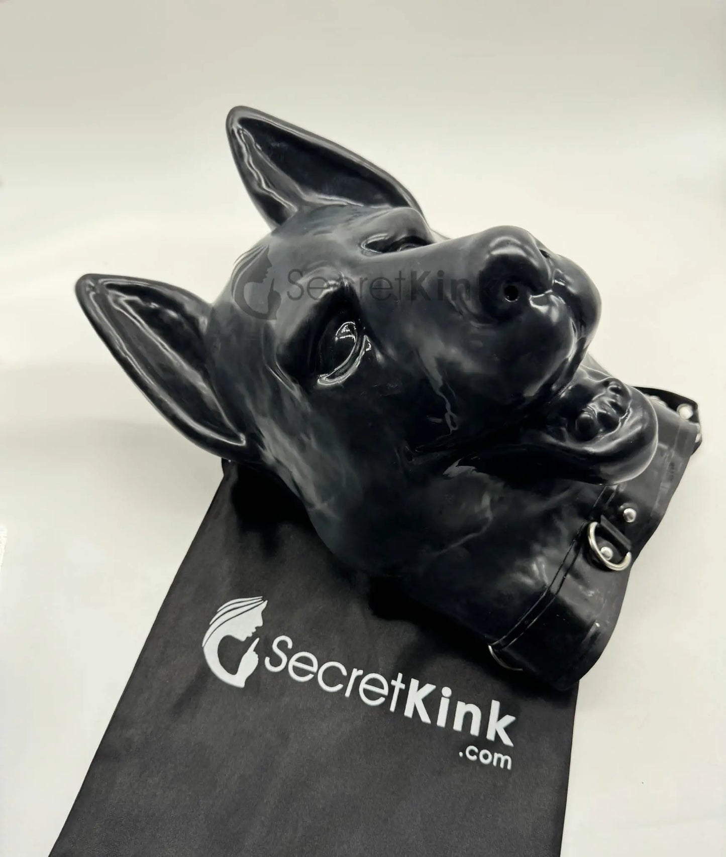 Extra Thick Heavy Latex Puppy Hood (K9 German Shepherd Style includes Padlock Collar)