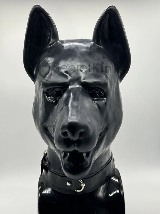 Extra Thick Heavy Latex Puppy Hood (K9 German Shepherd Style includes Padlock Collar)