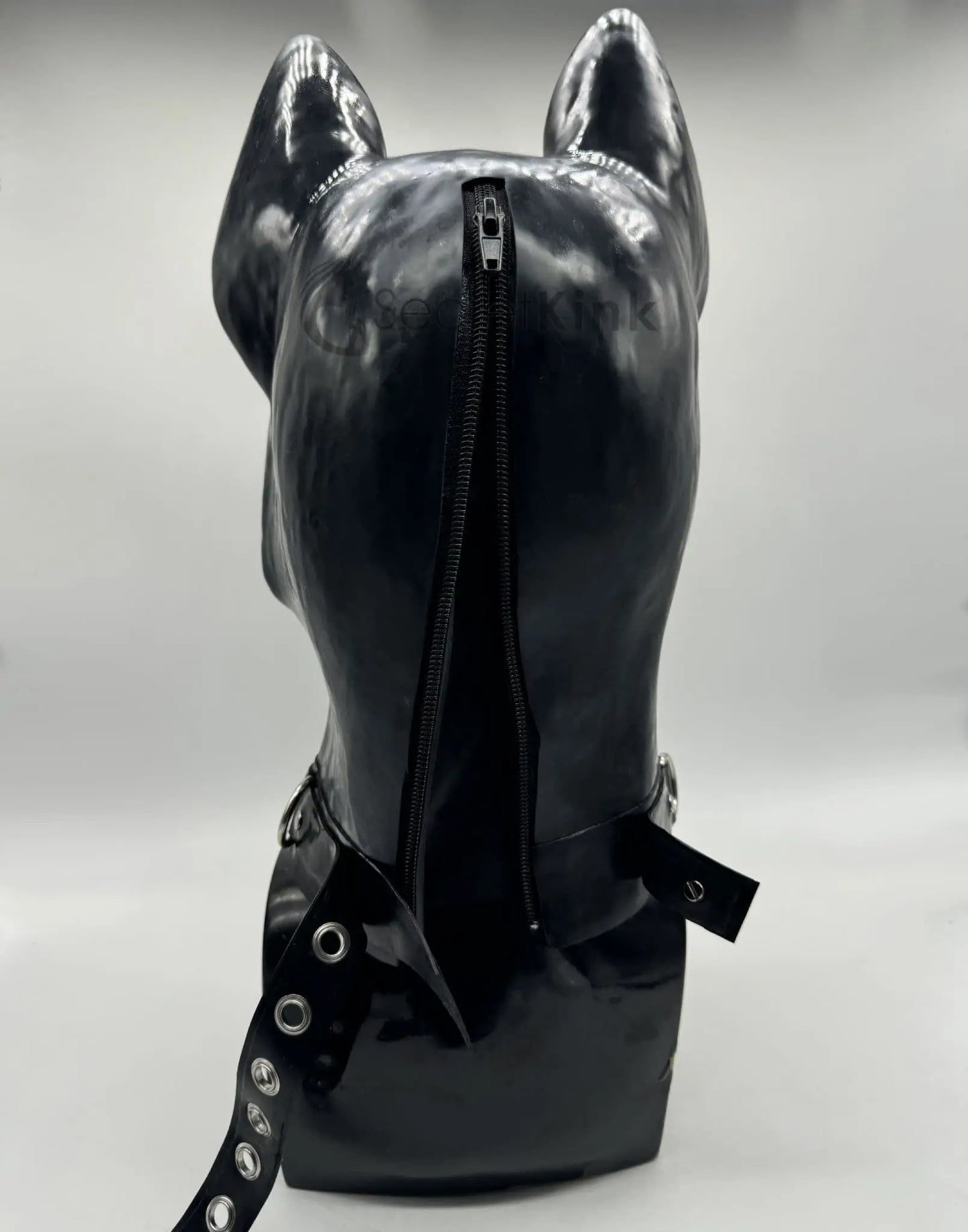 Extra Thick Heavy Latex Puppy Hood (K9 German Shepherd Style includes Padlock Collar)