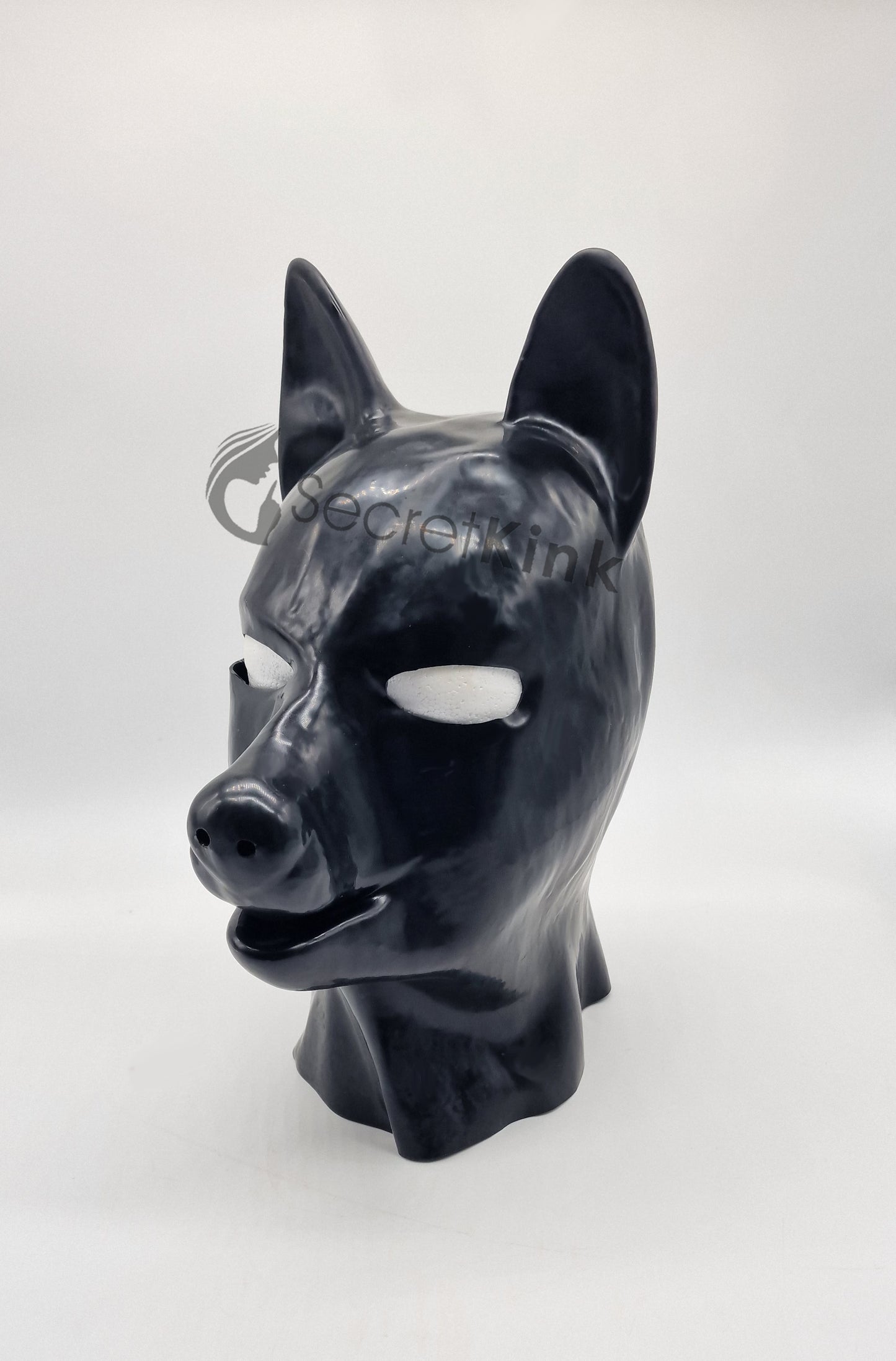 Black Latex Rubber Puppy Dog Hood - Doberman Style